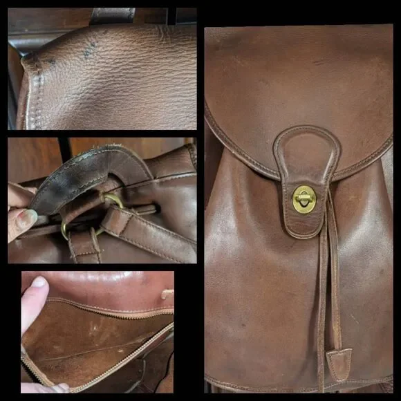 Coach 90s British Tan Leather Rucksack Backpack 9943. - Picture 10 of 12